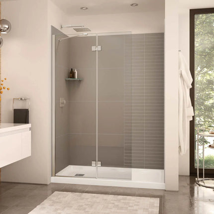 Edge Duo 42 x 75 in. 8 mm Pivot Shower Screen for Alcove Installation with Clear glass in Brushed Nickel - Plumbing Market