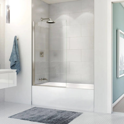 Edge Square 34 x 58 in. 8 mm Tub Screen for Alcove Installation with Clear glass in Brushed Nickel - Plumbing Market