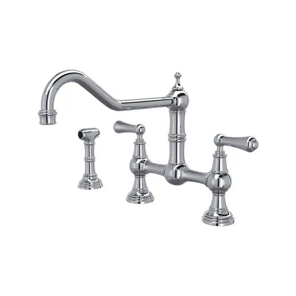 Edwardian™ Extended Spout Bridge Kitchen Faucet With Side Spray - Plumbing Market