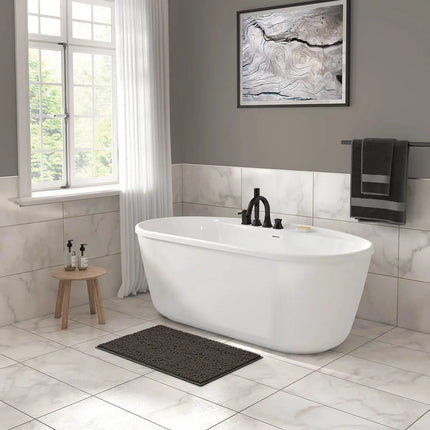 Eldora 5832 AcrylX Freestanding Center Drain Bathtub in White with White Skirt - Plumbing Market