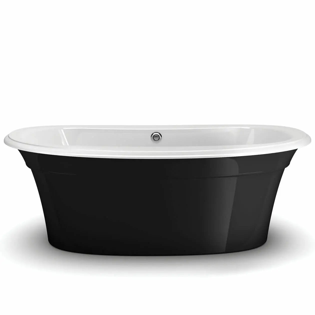 Ella Sleek 66 x 36 Acrylic Freestanding Center Drain Bathtub in White with Black Skirt - Plumbing Market