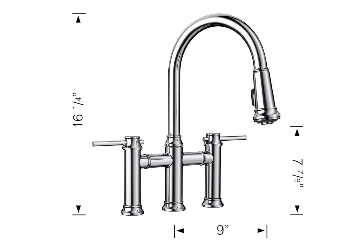 Blanco Empressa kitchen faucet dimension drawing