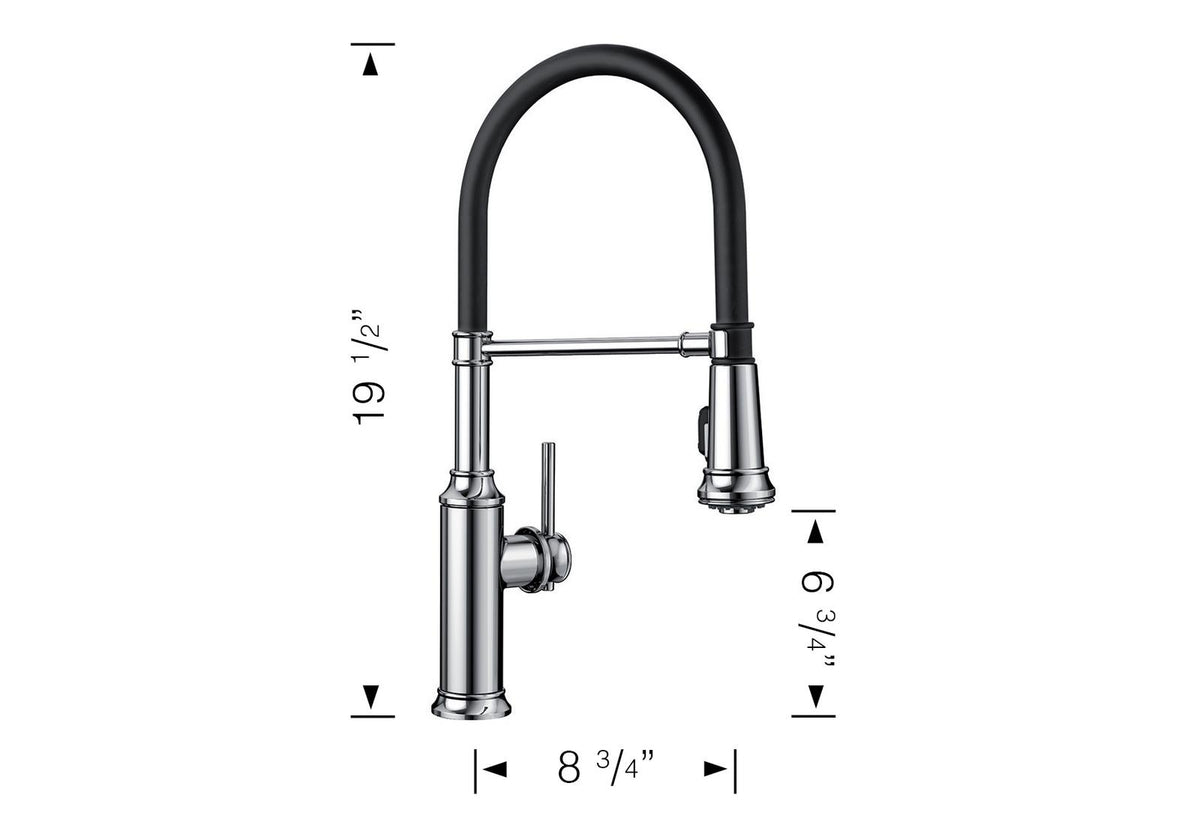 Blanco Empressa kitchen faucet dimension drawing