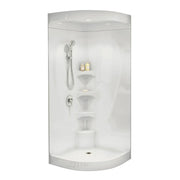 Equinox I 37 x 37 Acrylic Corner Center Drain One-Piece Shower in White - Plumbing Market