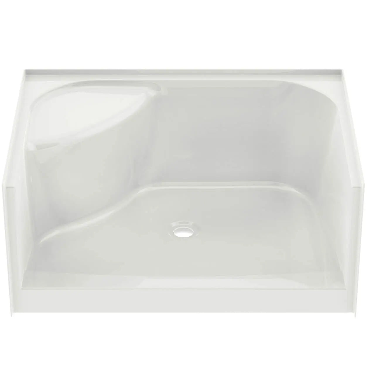 Essence Base 3448 AcrylX Alcove Shower Base with Center Drain in White - Plumbing Market