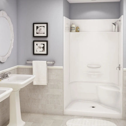Essence SH-4834 AcrylX Alcove Center Drain Four-Piece Shower in White - Plumbing Market