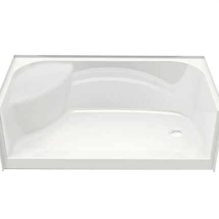 Essence base 3460 AcrylX Alcove Shower Base with Center Drain in White - Plumbing Market