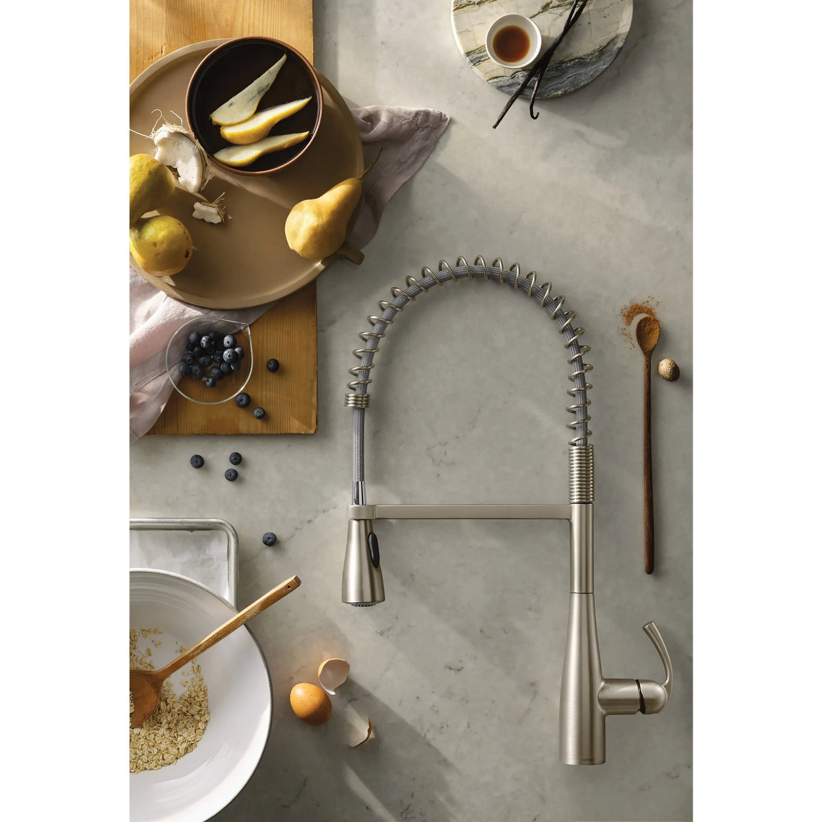 Moen Essie Single-Handle High-Arc Pre-Rinse Spring Pulldown Kitchen Faucet 87814 in Spot Resist Stainless (87814SRS) - view 9