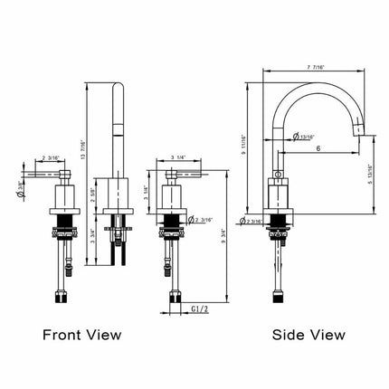 Kodaen Elegante 3 Hole Widespread Faucet Lead Free Brass Kodaen