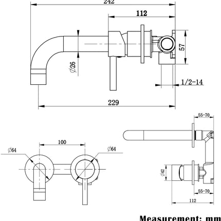 Kodaen Elegante Wall Mount Faucet Lead Free Brass Durable Finish Kodaen