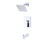Fluid Quad Square Diverting Tub Spout & 6” Shower Trim Kit F161243T in polished chrome