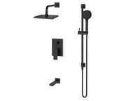 Fluid Quad Rain Shower, Hand.Shower & tub Spout Trim Kit F163216T in matte black