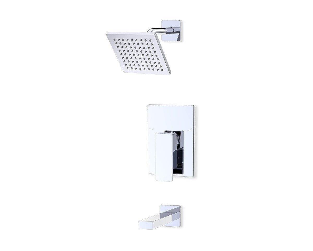 Fluid Quad Tub & 6” Shower Trim Kit, (Single Handle) F164109T in polished chrome
