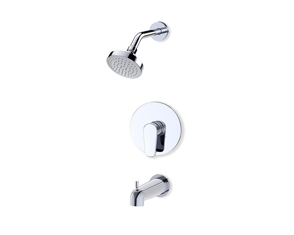 Fluid Utopia Curved Diverting Tub Spout & 4” Shower Trim Kit F181045T in polished chrome