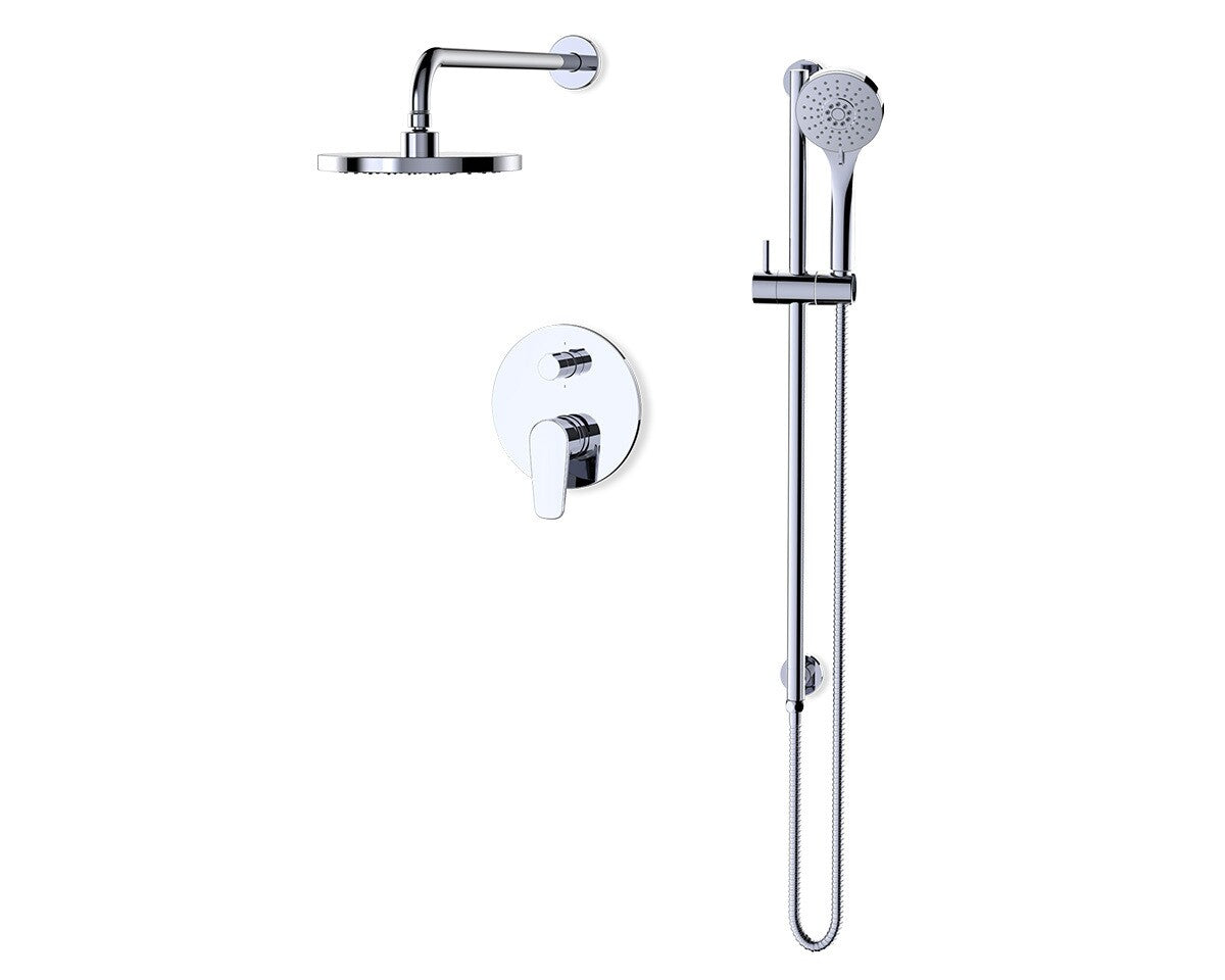 Fluid Utopia 8” Rain Shower & Hand Shower Trim Kit with FA802 Slide Bar, (Tw F182025T in polished chrome