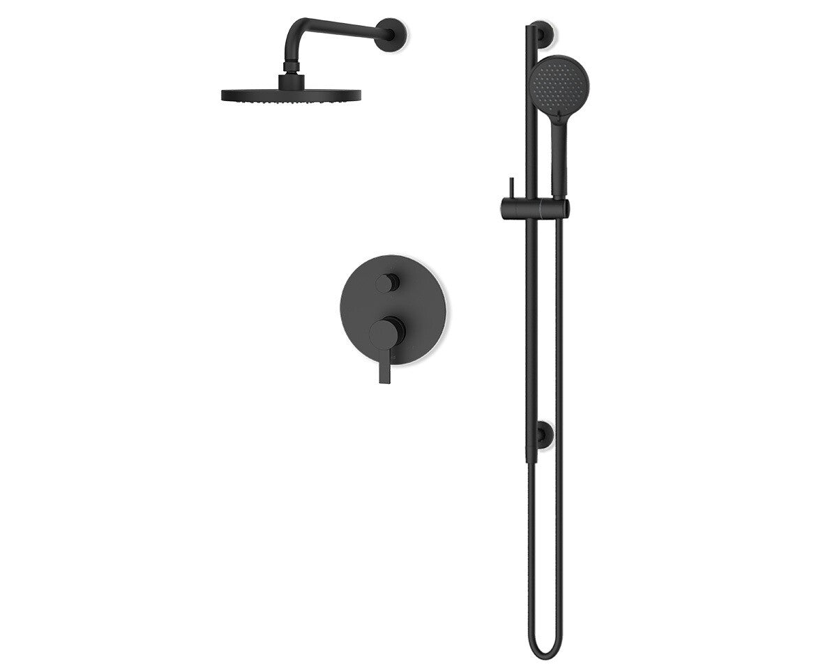 Fluid Citi 8" Rain Shower Head & Hand Shower Trim Kit F242025T in matte black