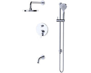 Fluid Citi Tub, Hand Shower and 8" Rain Shower Kit F243024T in polished chrome