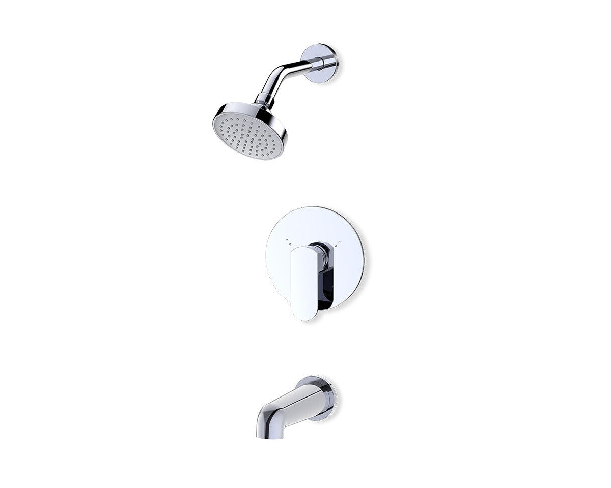 Fluid Wisdom Curved Tub Spout & 4” Shower Trim Kit, (F1002B) F284107T in polished chrome