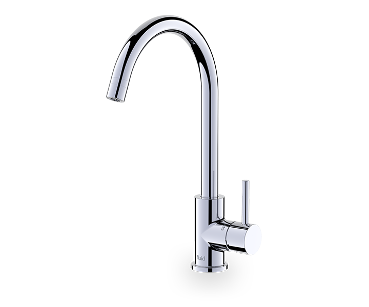 Fluid F826 Round Swivel Kitchen Faucet in polished chrome