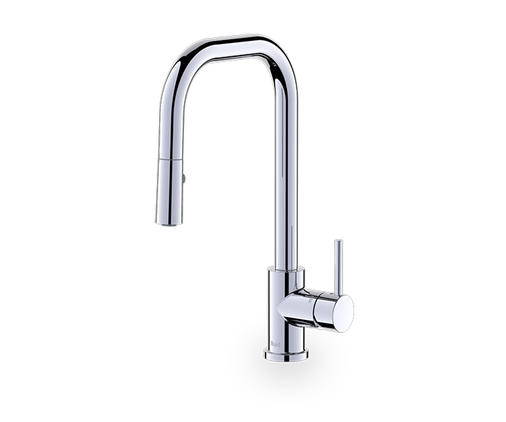 Fluid F829 Pull Down Kitchen Faucet in polished chrome