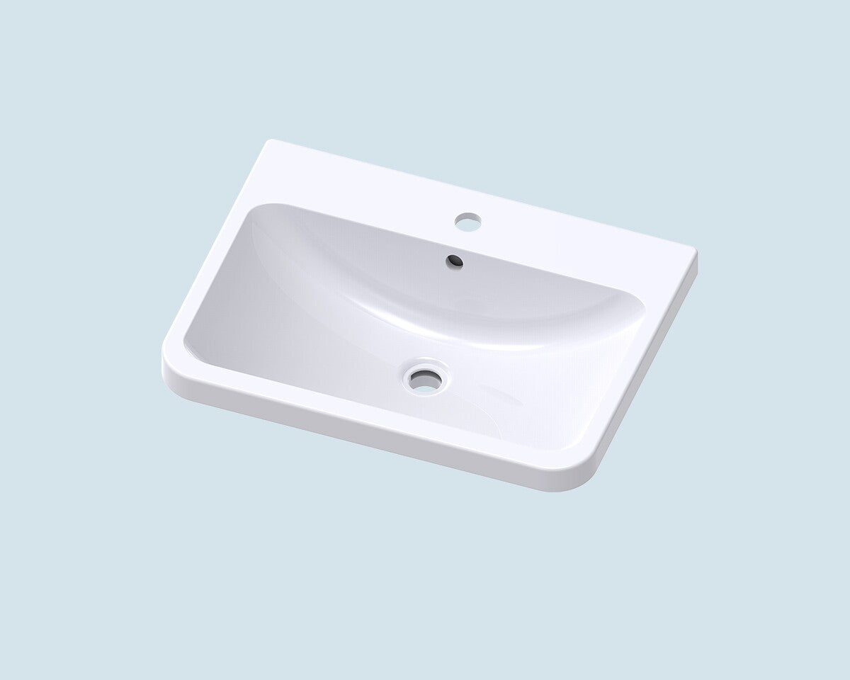 Caroma Citi Square 24 Vitreous China Bathroom Basin FB2424181W in white
