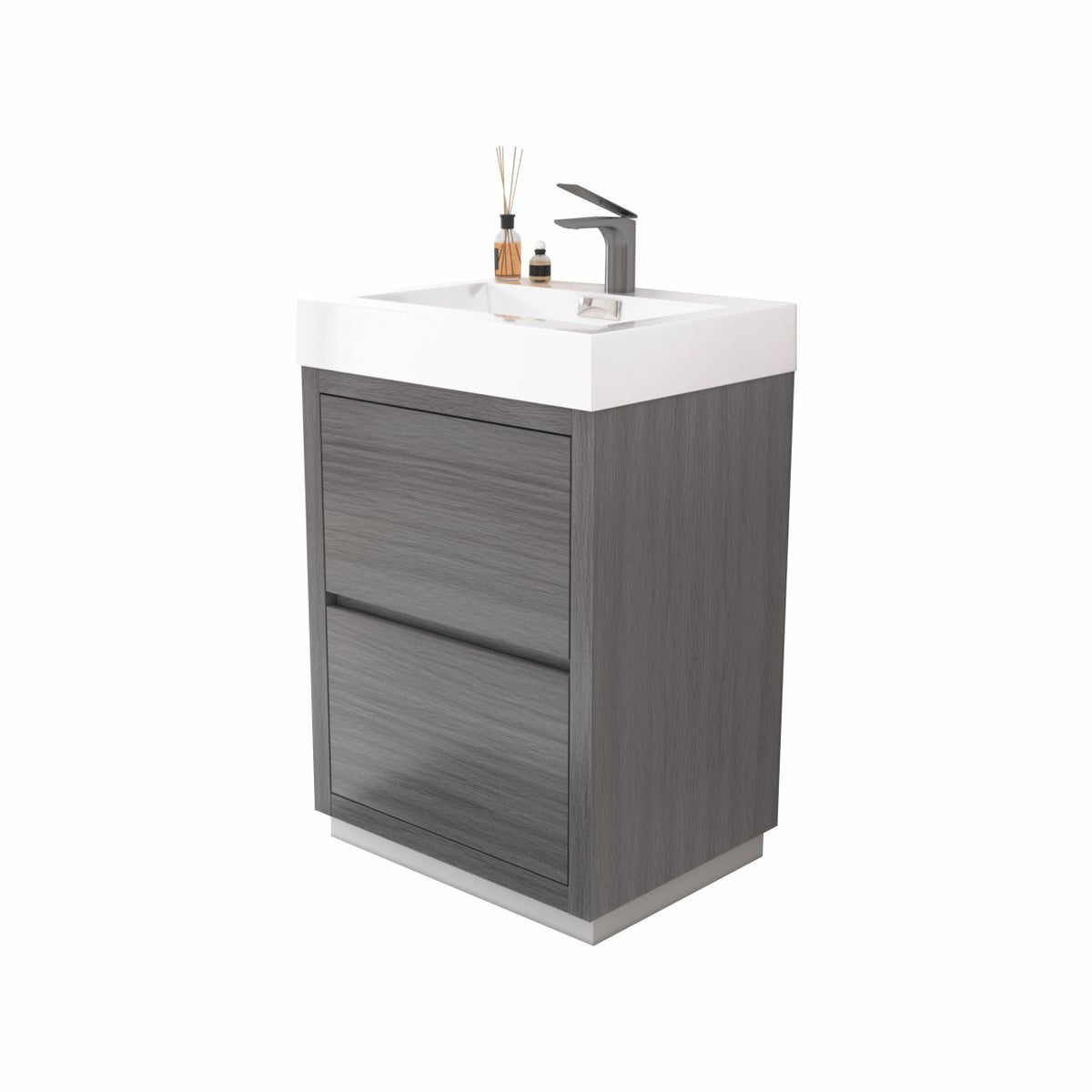 Kube Bath Bliss 24" Free Standing Modern Bathroom Vanity - Vulcan Ash Grey (FMB24-VAG)
