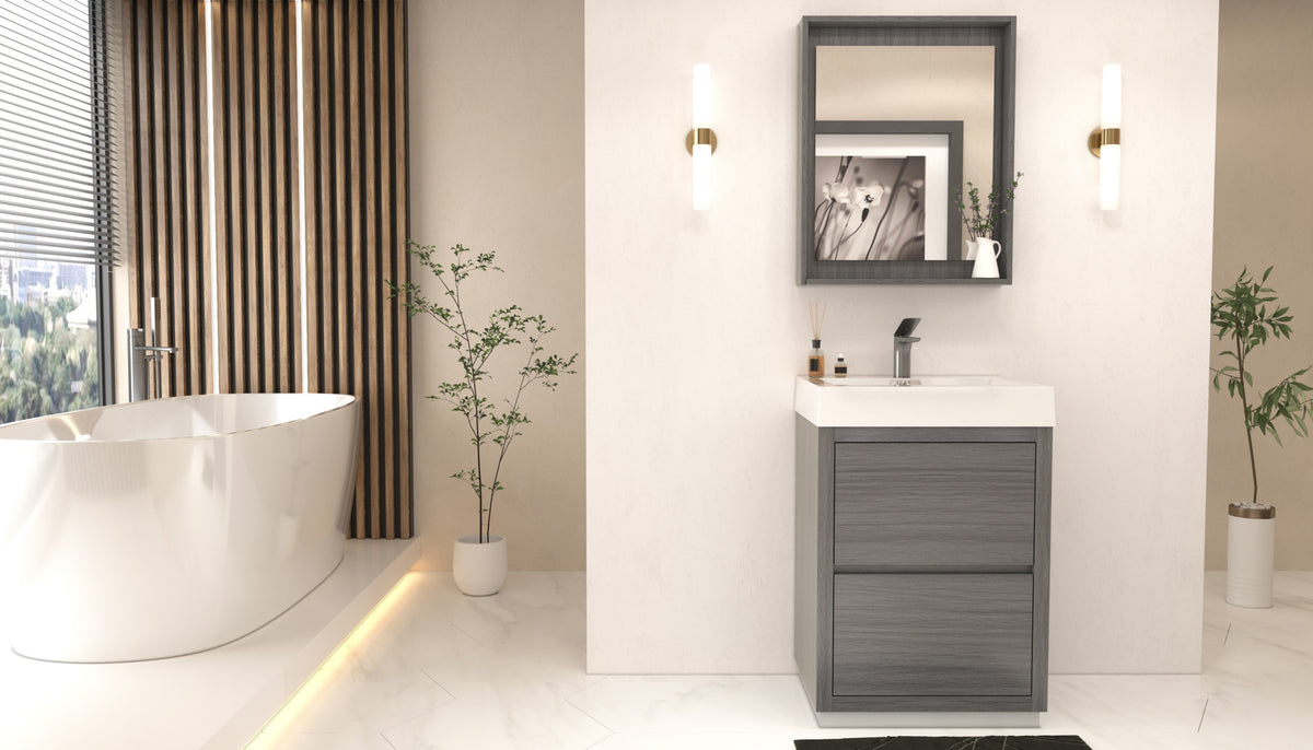 Kube Bath Bliss 24" Free Standing Modern Bathroom Vanity - Vulcan Ash Grey (FMB24-VAG) view 5