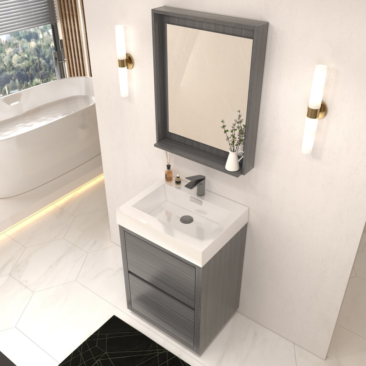Kube Bath Bliss 24" Free Standing Modern Bathroom Vanity - Vulcan Ash Grey (FMB24-VAG) view 2