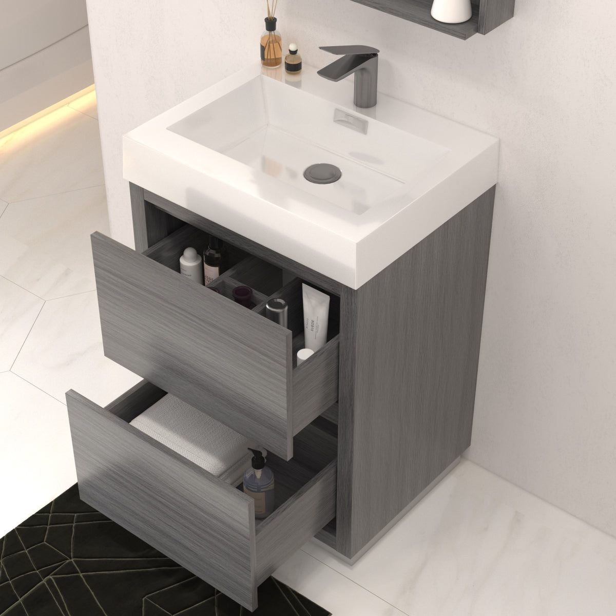 Kube Bath Bliss 24" Free Standing Modern Bathroom Vanity - Vulcan Ash Grey (FMB24-VAG) view 4
