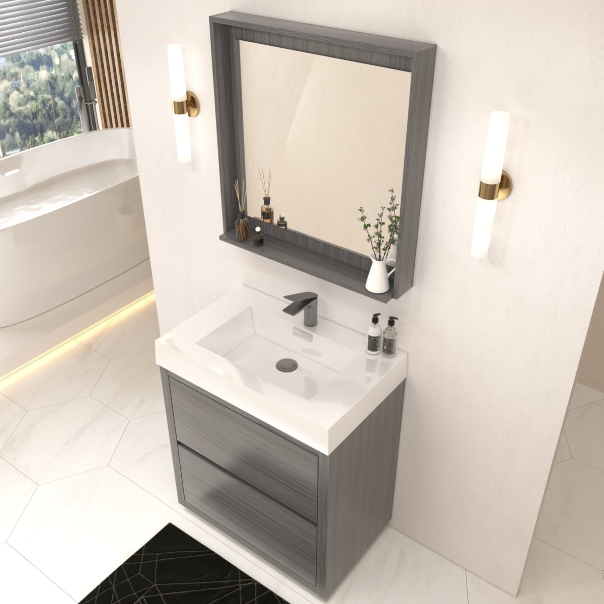 Kube Bath Bliss 30" Free Standing Modern Bathroom Vanity - Vulcan Ash Grey (FMB30-VAG) view 2