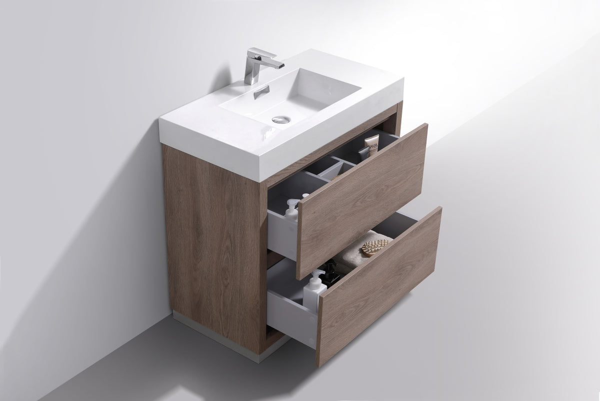 Kube Bath Bliss 36" Free Standing Modern Bathroom Vanity - Butternut (FMB36-BTN) view 5