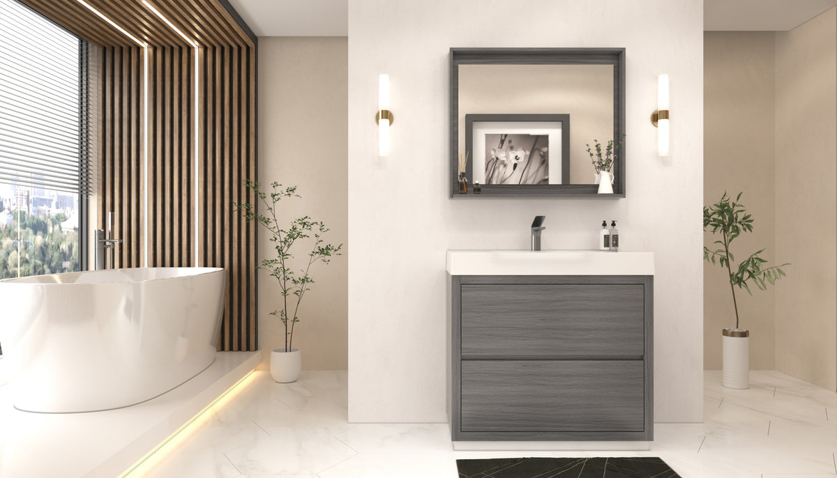 Kube Bath Bliss 36" Free Standing Modern Bathroom Vanity - Vulcan Ash Grey (FMB36-VAG) view 5
