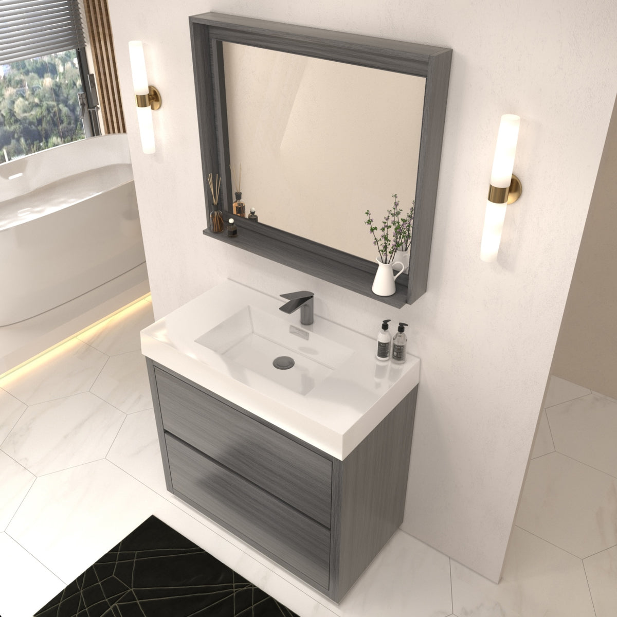 Kube Bath Bliss 36" Free Standing Modern Bathroom Vanity - Vulcan Ash Grey (FMB36-VAG) view 2