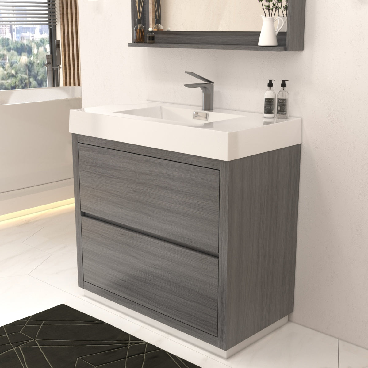 Kube Bath Bliss 36" Free Standing Modern Bathroom Vanity - Vulcan Ash Grey (FMB36-VAG) view 3