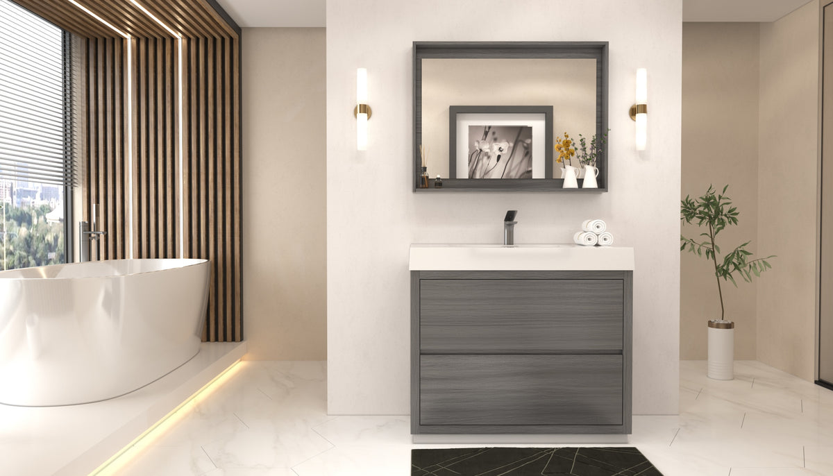 Kube Bath Bliss 40" Free Standing Modern Bathroom Vanity - Vulcan Ash Grey (FMB40-VAG) view 5
