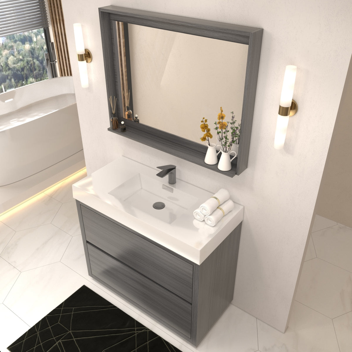 Kube Bath Bliss 40" Free Standing Modern Bathroom Vanity - Vulcan Ash Grey (FMB40-VAG) view 2