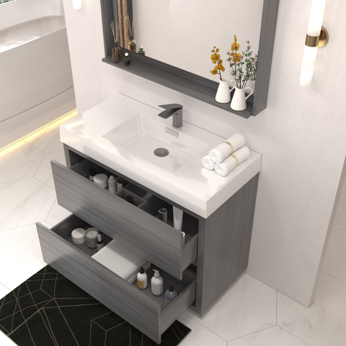 Kube Bath Bliss 40" Free Standing Modern Bathroom Vanity - Vulcan Ash Grey (FMB40-VAG) view 4