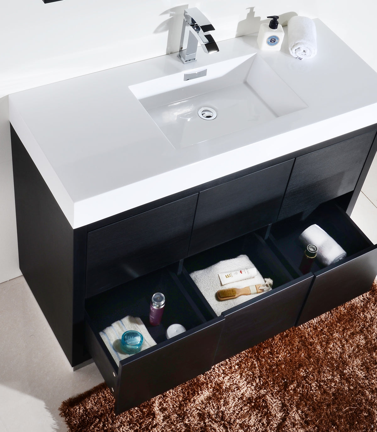 Kube Bath Bliss 48" Free Standing Modern Bathroom Vanity - Black (FMB48-BK) view 6