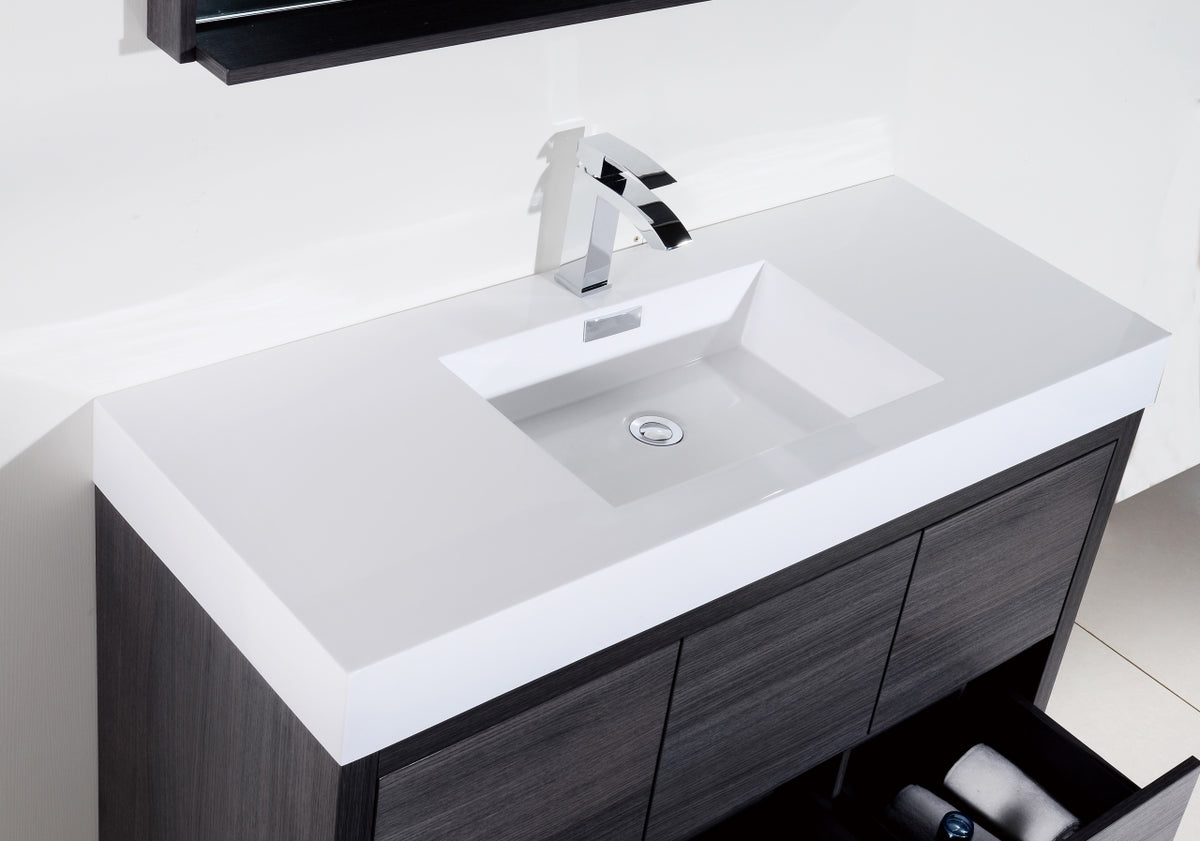 Kube Bath Bliss 48" Free Standing Modern Bathroom Vanity - Grey Oak (FMB48-GO) view 4