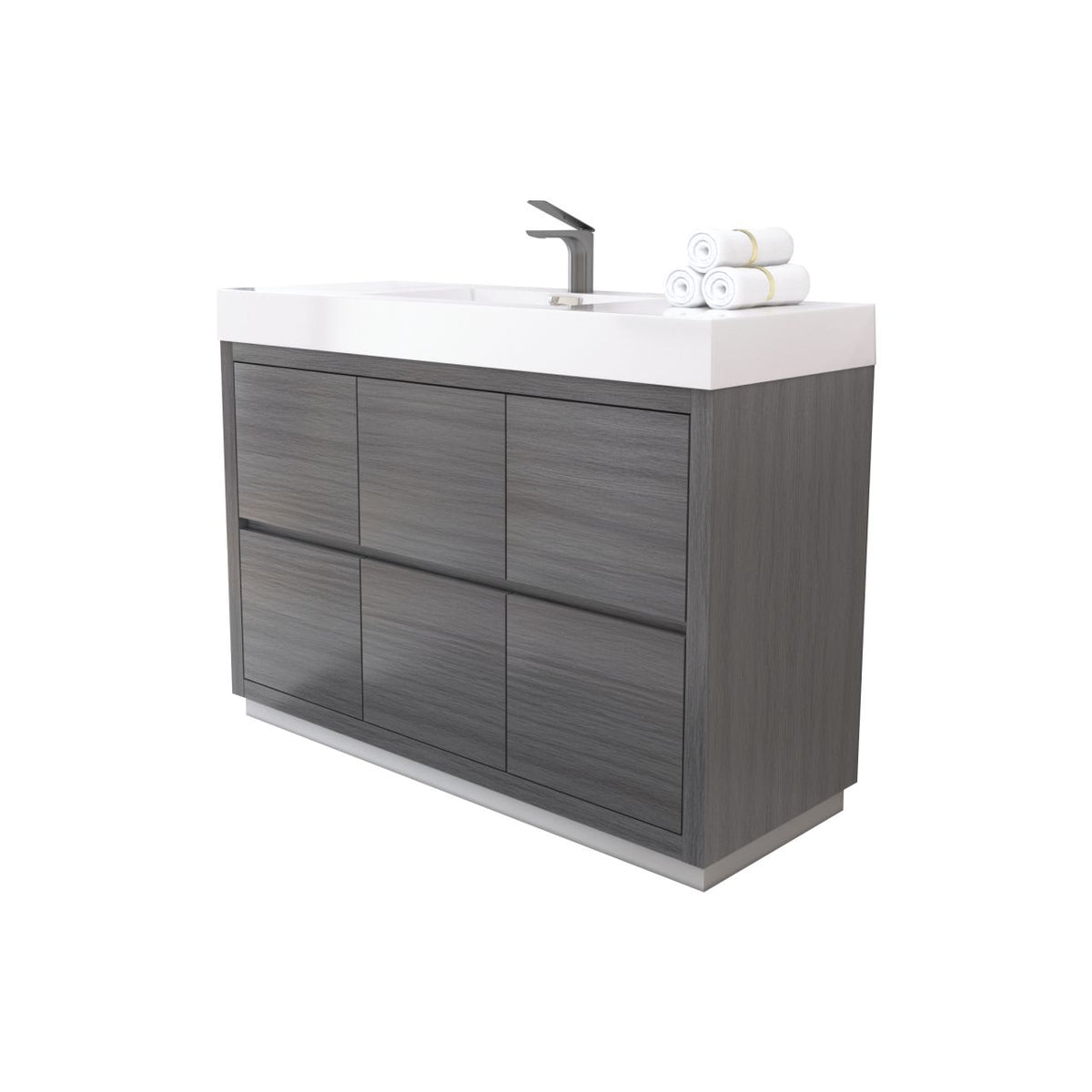 Kube Bath Bliss 48" Free Standing Modern Bathroom Vanity - Vulcan Ash Grey (FMB48-VAG)