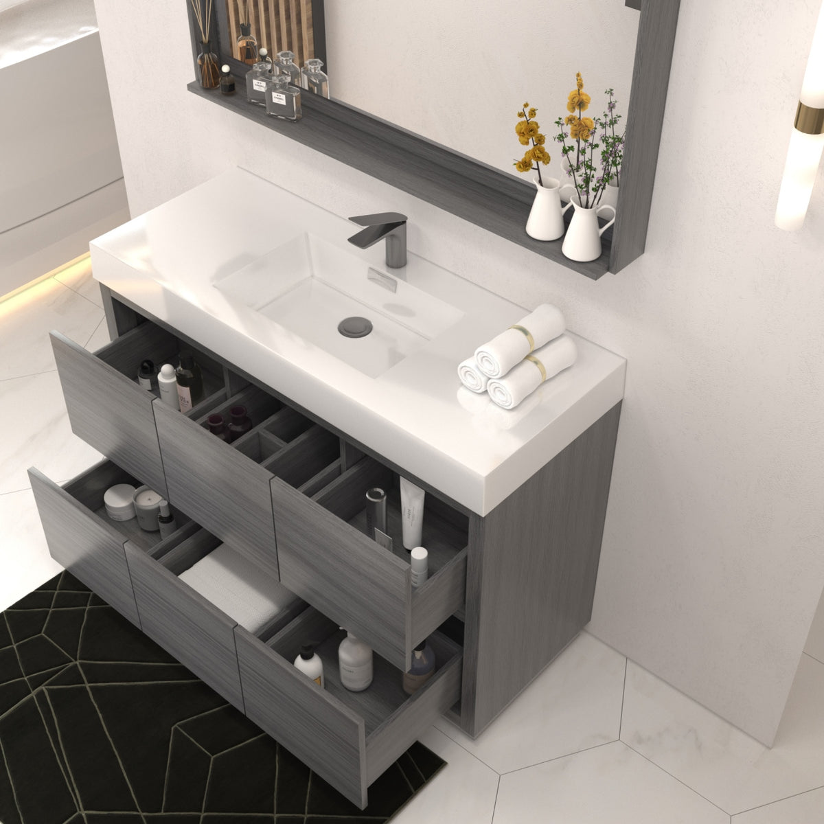 Kube Bath Bliss 48" Free Standing Modern Bathroom Vanity - Vulcan Ash Grey (FMB48-VAG) view 3