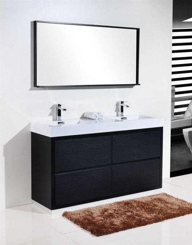 Kube Bath Bliss 60" Double Sink Free Standing Modern Bathroom Vanity - Black (FMB60D-BK) view 2