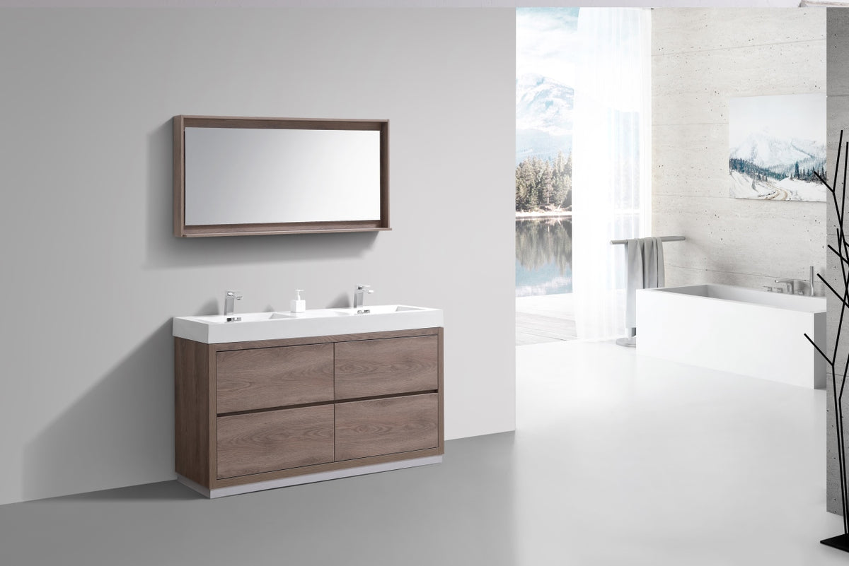 Kube Bath Bliss 60" Double Sink Free Standing Modern Bathroom Vanity - Butternut (FMB60D-BTN) view 2