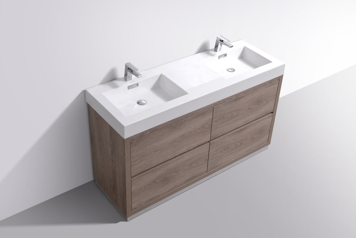 Kube Bath Bliss 60" Double Sink Free Standing Modern Bathroom Vanity - Butternut (FMB60D-BTN) view 4