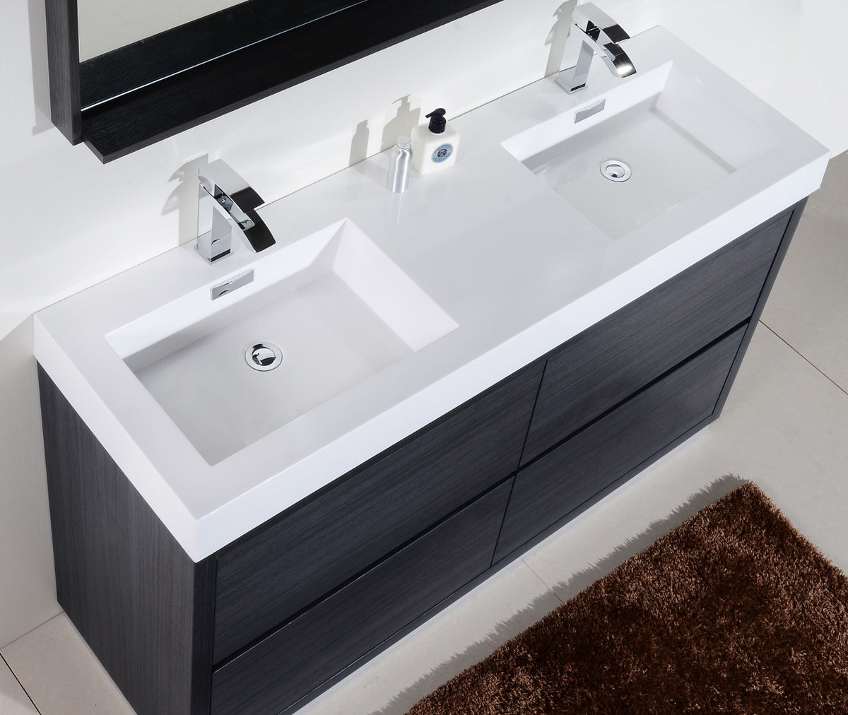 Kube Bath Bliss 60" Double Sink Free Standing Modern Bathroom Vanity - Grey Oak (FMB60D-GO) view 4