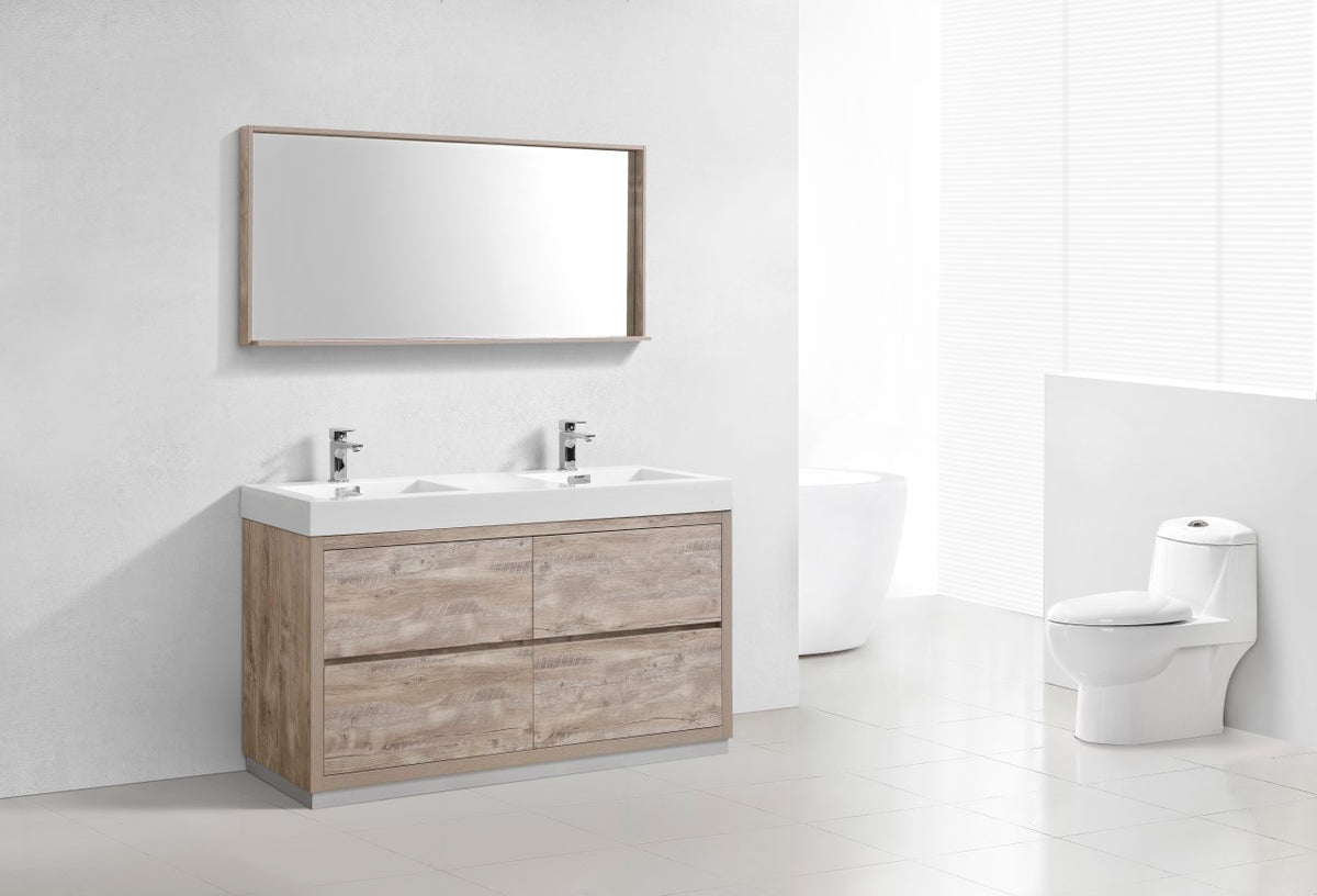 Kube Bath Bliss 60" Double Sink Free Standing Modern Bathroom Vanity - Nature Wood (FMB60D-NW) view 3