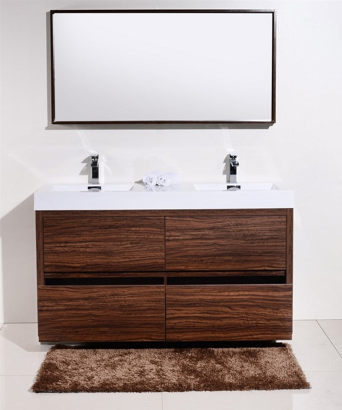 Kube Bath Bliss 60" Double Sink Free Standing Modern Bathroom Vanity - Walnut (FMB60D-WNT) view 2