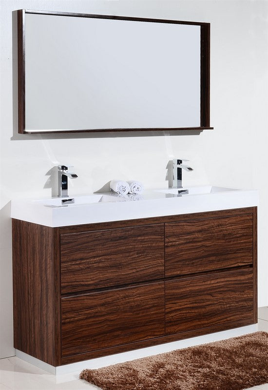 Kube Bath Bliss 60" Double Sink Free Standing Modern Bathroom Vanity - Walnut (FMB60D-WNT) view 6