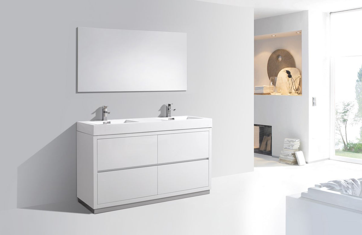 Kube Bath Bliss 60" Double Sink Free Standing Modern Bathroom Vanity - Gloss White (FMB60D-GW) view 2