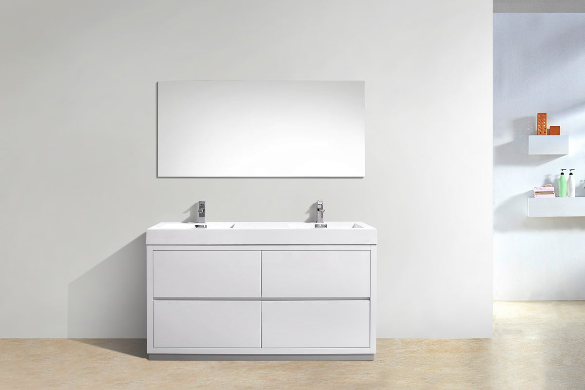 Kube Bath Bliss 60" Double Sink Free Standing Modern Bathroom Vanity - Gloss White (FMB60D-GW) view 3